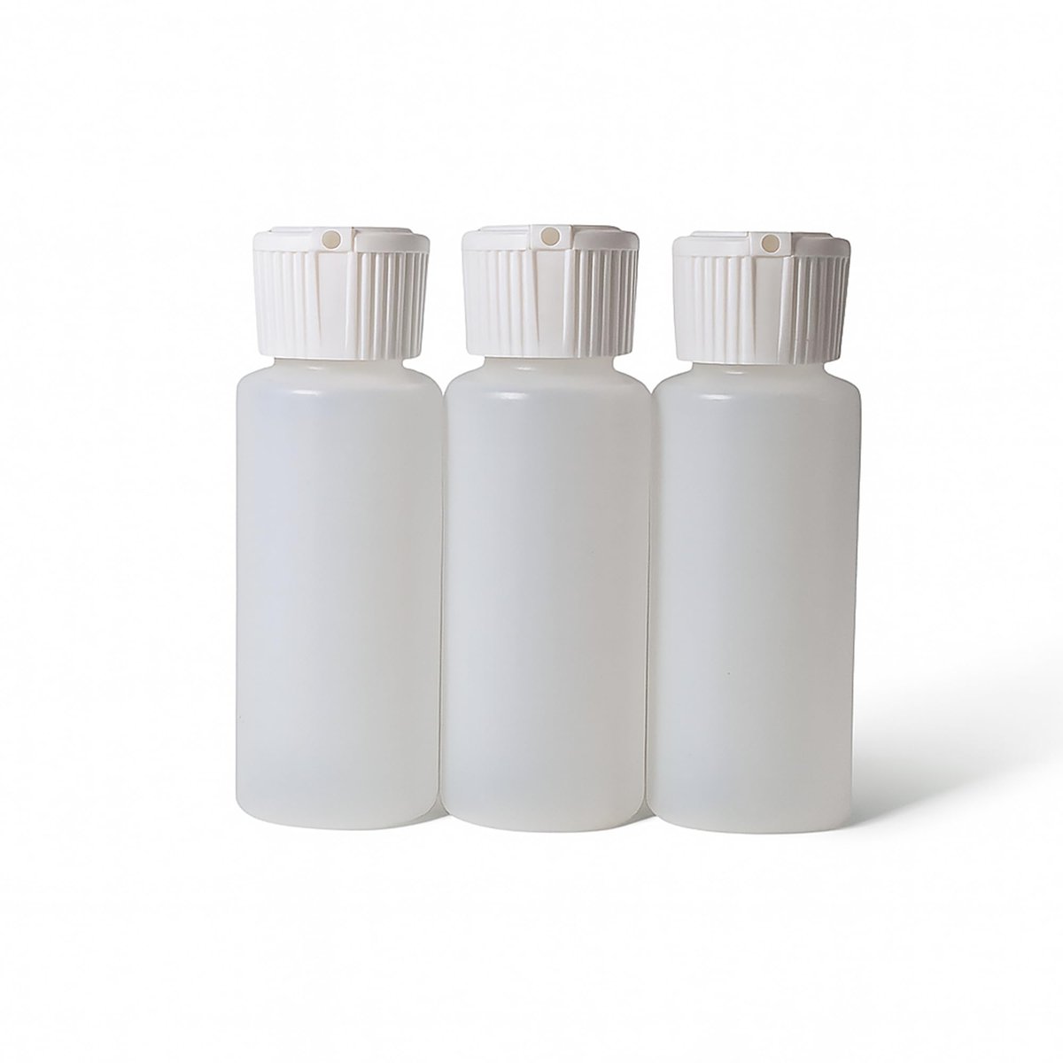 Transluzente Quetschflaschen aus Kunststoff mit Klappdeckeln, 60 ml, TSA-geprüft, Set mit 3 Stück, chemikalienbeständig, FDA-konform, sicher für hochwertige Kosmetik, Shampoo, Spülung und DIY-Projekte