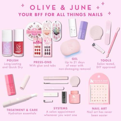 Olive & June Gel Starter Kit – Komplettes Nagelgel-Set für zu Hause mit LED-Lampe, Peel-Off- & Gel-Basecoat, Top Coat & Nagelwerkzeugen | 15-frei, vegan, tierversuchsfrei