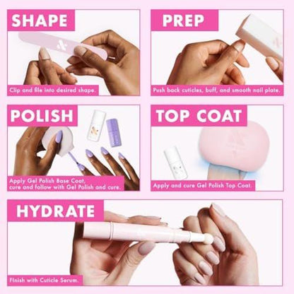Olive & June Gel Mani System Set – Komplettes Nagel-Set mit LED-Lampe, Basis- & Top Coat, Nagelhautpflege & mehr | 15-Free, vegan, tierversuchsfrei
