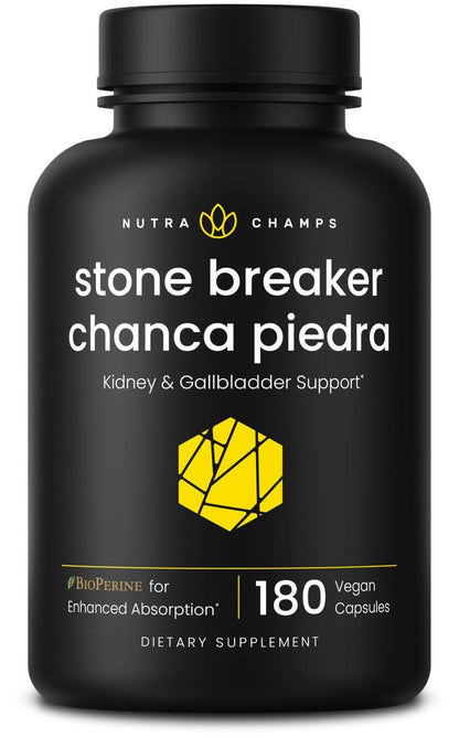 NutraChamps Chanca Piedra Stone Breaker – Nieren- und Gallenblasenunterstützung, Harnwegs- und Kalziumoxalat-Balance mit Brennnesselblatt & BioPerine, 180 Kapseln