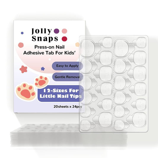 Jolly Snaps XS Non-Toxic Nail Adhesive Tabs für Kinder | 480 Stück extra starke Klebetabs für Press-On-Nägel | Ultradünn & einfach zu verwenden | 20 Blatt Nagelklebetabs