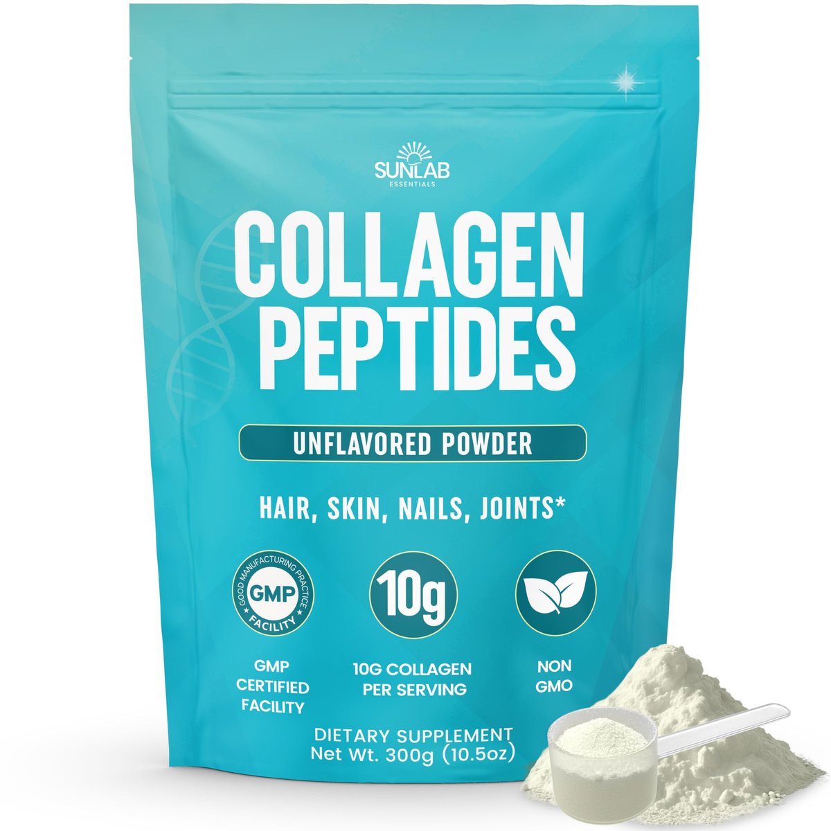 Kollagen-Peptid-Pulver aus Rinderhydrolysat (ungesüßt) Typ I & III – Nahrungsergänzung für Haut, Haare, Nägel & Gelenke – für Frauen & Männer – Non GMO & USA hergestellt – 30 Portionen
