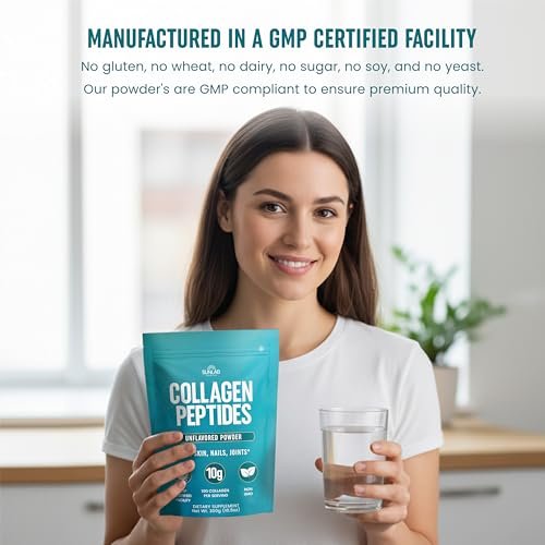 Kollagen-Peptid-Pulver aus Rinderhydrolysat (ungesüßt) Typ I & III – Nahrungsergänzung für Haut, Haare, Nägel & Gelenke – für Frauen & Männer – Non GMO & USA hergestellt – 30 Portionen