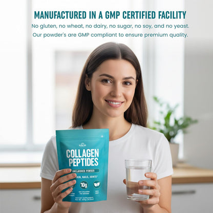Kollagen-Peptid-Pulver aus Rinderhydrolysat (ungesüßt) Typ I & III – Nahrungsergänzung für Haut, Haare, Nägel & Gelenke – für Frauen & Männer – Non GMO & USA hergestellt – 30 Portionen