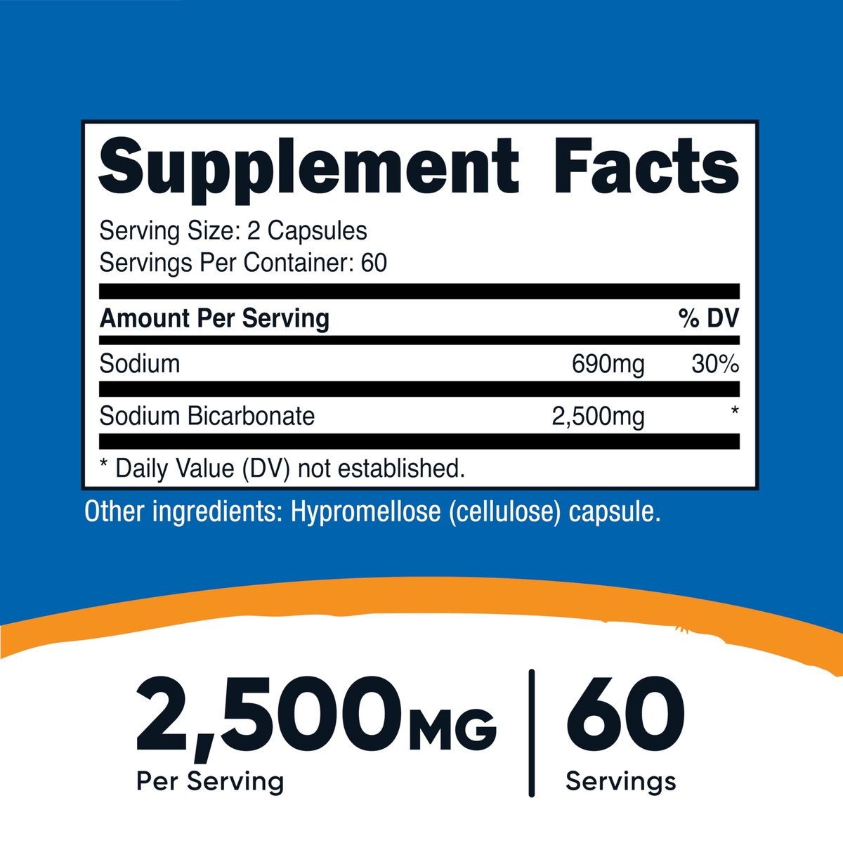 Nutricost Natriumbicarbonat (2.500 mg) 120 Kapseln - GMO-frei, Glutenfrei, Vegan, 60 Portionen