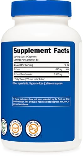 Nutricost Natriumbicarbonat (2.500 mg) 120 Kapseln - GMO-frei, Glutenfrei, Vegan, 60 Portionen