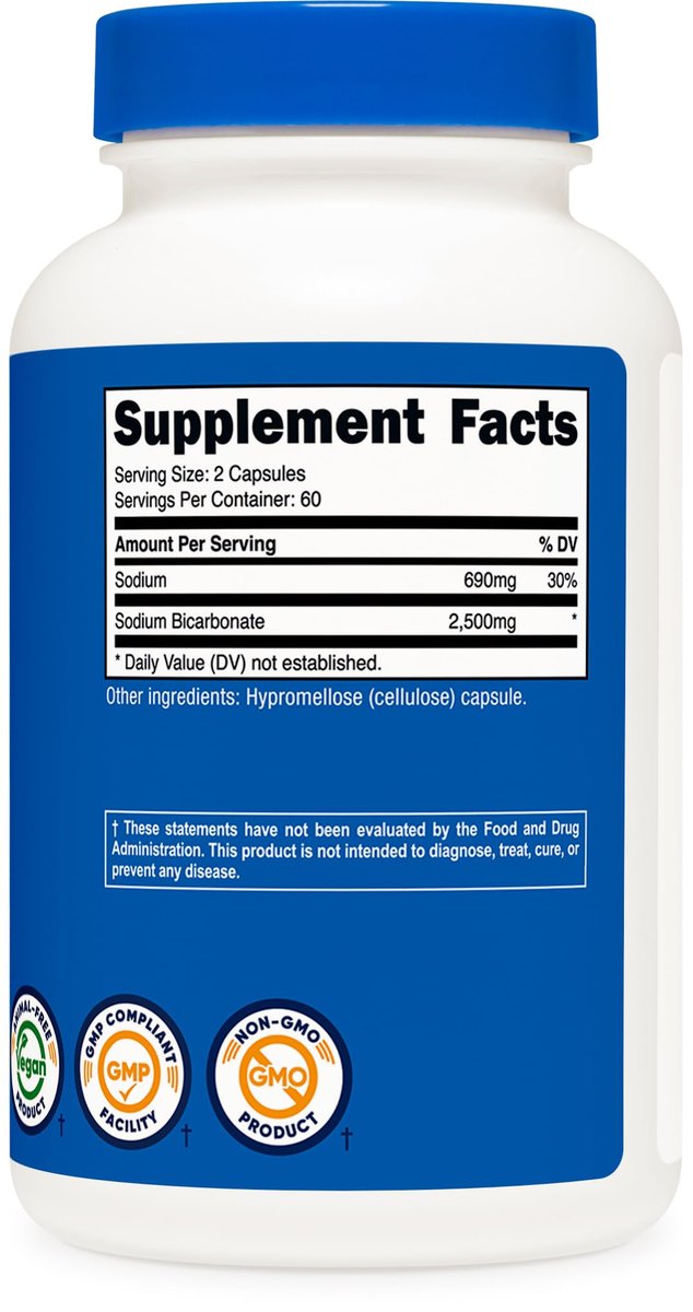 Nutricost Natriumbicarbonat (2.500 mg) 120 Kapseln - GMO-frei, Glutenfrei, Vegan, 60 Portionen