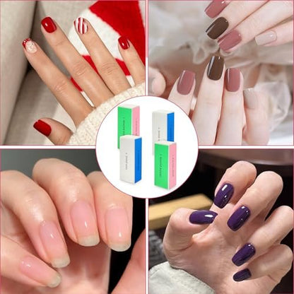 6er-Pack Große Quadratische Schwamm-Nagelfeilen-Blöcke, 4-Wege-Nagelfeile und Buffer für glatte und glänzende Nägel, Maniküre- und Pediküre-Essentials