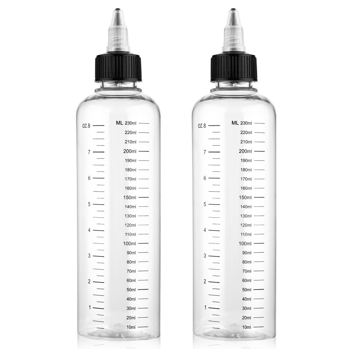 SynHHergyx 2er-Pack Applikatorflasche für Haare 8,5 oz Haarfarben-Dispenser mit aufschraubbarer Spitze und transparenter Skala