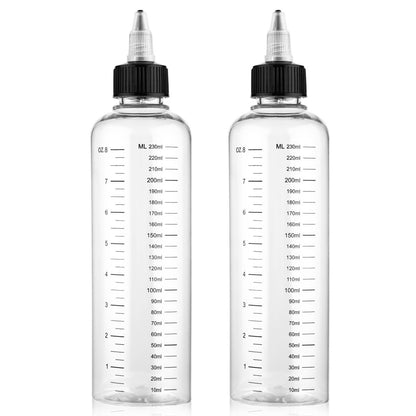 SynHHergyx 2er-Pack Applikatorflasche für Haare 8,5 oz Haarfarben-Dispenser mit aufschraubbarer Spitze und transparenter Skala