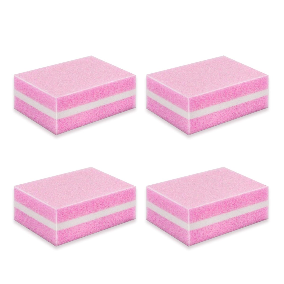 Nagelpufferblock, Doppelseitiger Schwamm-Nagelfeile für Nagelschliff, 4-teiliges rosa Maniküre-Set für Nagelschliff und Maniküre, Ideal für Nagelstudios und den Heimgebrauch