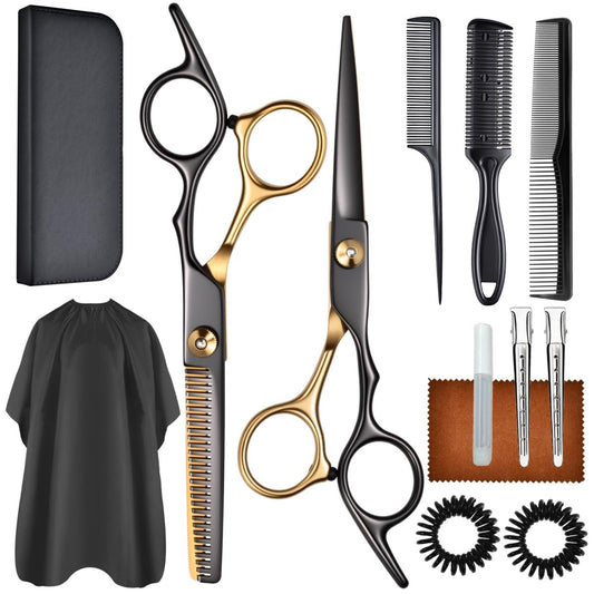 13-teiliges Haarschneide-Set: Professionelle Haarschere für Männer, Frauen, Kinder – Friseurschere Klinge 6,5 Zoll für Salon und Zuhause