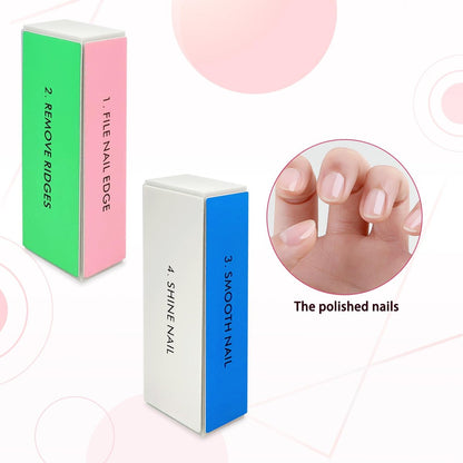 12-teiliges weißes Schwamm-Nagelpuffer-Set, 4-Wege-Nagelfeile und -Puffer für die Nagelpflege, ideal für Salon- und Heim-Maniküre