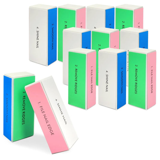 12-teiliges weißes Schwamm-Nagelpuffer-Set, 4-Wege-Nagelfeile und -Puffer für die Nagelpflege, ideal für Salon- und Heim-Maniküre