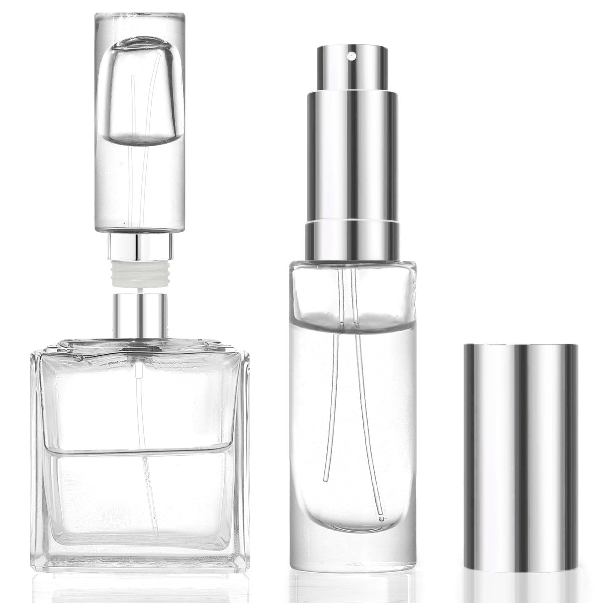 MUB 10ml Parfümzerstäuber nachfüllbarer Reisezerstäuber aus Glas – einzigartiges Top-Befüllungssystem, auslaufsicherer Sprühflakon für Parfüm und Eau de Cologne, Mini-Reisegröße, leer, tragbar