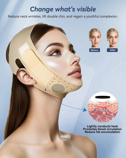 Wiederverwendbares V-Line Silikon-Gesichtsband, weiches Silikon-Kinnband für Frauen, 23-27 Zoll, Gelb Nude 01