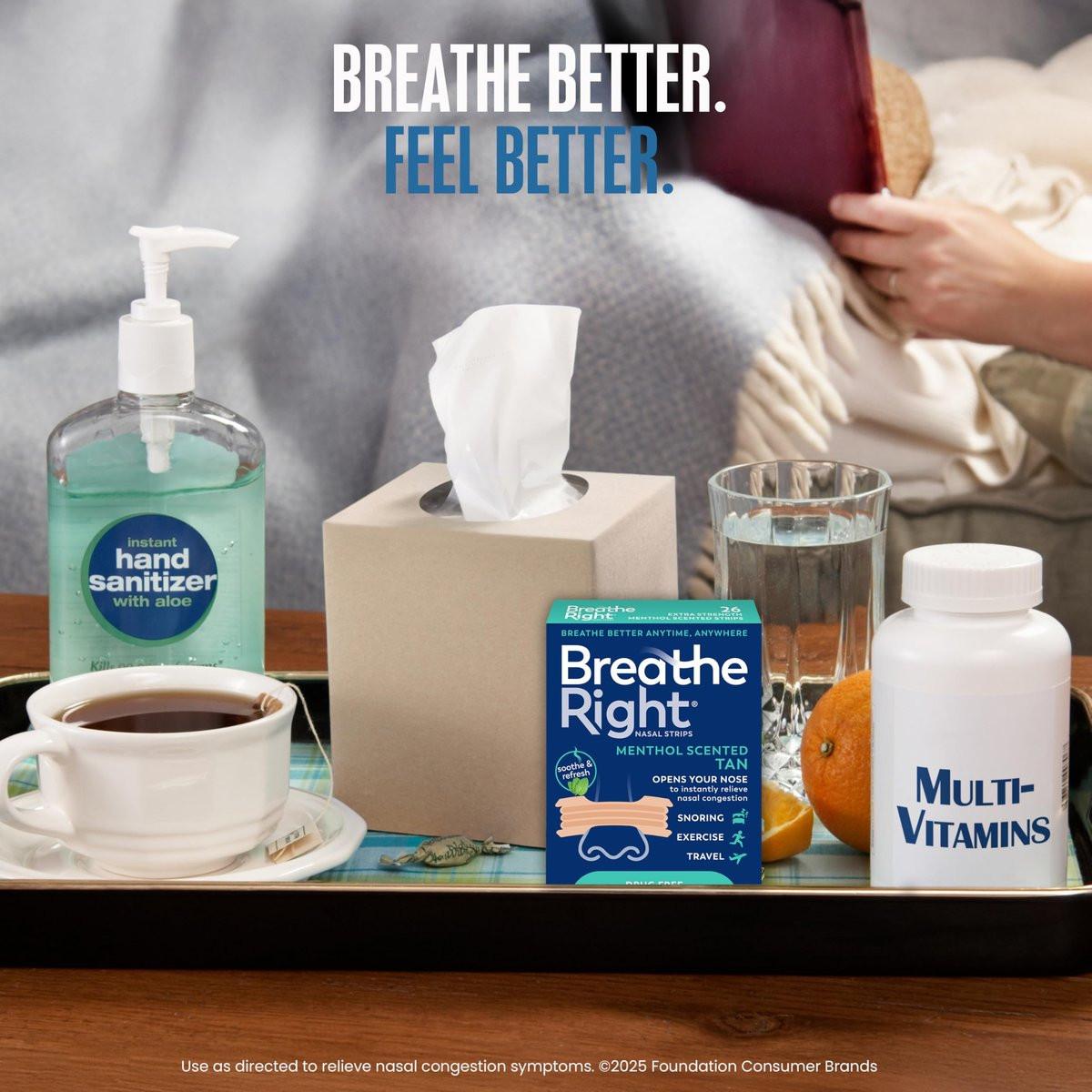 Breathe Right Extra Strong Nasenpflaster mit Menthol-Duft, 26 Stück – Medikamentenfreie Nasenerweiterung für bessere Atmung und gegen Schnarchen