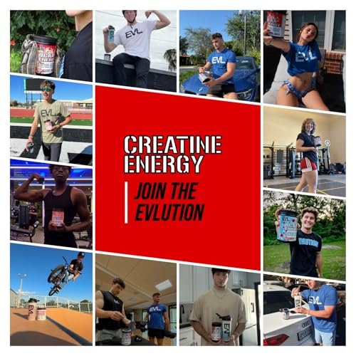 Evlution Nutrition Creatine Energy – Muskelaufbau, Energie, Ausdauer & Kognition – 5 g reines Creatin-Monohydrat pro Portion – B+C Vitamin-Komplex – 30 Portionen – Rocket Pop