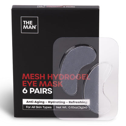 The Man Mesh Hydrogel Augenpflaster für Männer – Kühlende, feuchtigkeitsspendende & straffende Augenmasken gegen dunkle Ringe & Schwellungen – Anti-Aging-Pflaster mit Hyaluronsäure, Kollagen & Vitamin E (6 Paare)