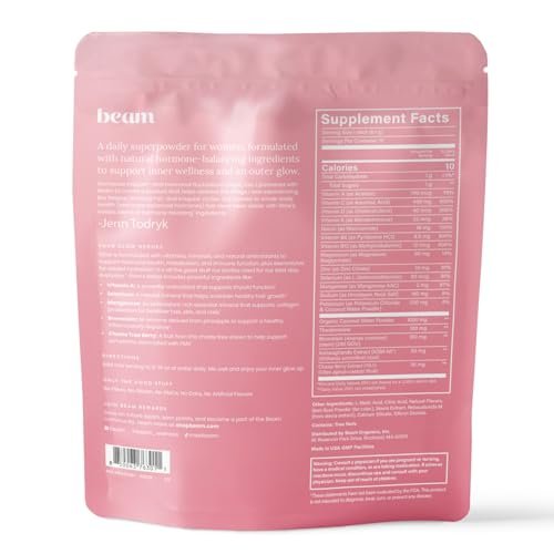 Beam Glow Frauen Wellness Nahrungsergänzungsmittel, Cortisol Unterstützung mit Ashwagandha für Frauen, Tägliche Vitamine für Zyklusgesundheit, Stimmung, Energie & Stressunterstützung mit Selen, Zink, Vitamin A, Biotin, B-Vitaminen