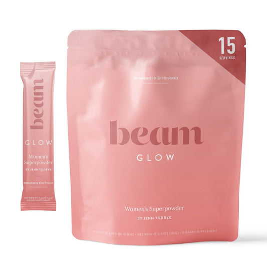 Beam Glow Frauen Wellness Nahrungsergänzungsmittel, Cortisol Unterstützung mit Ashwagandha für Frauen, Tägliche Vitamine für Zyklusgesundheit, Stimmung, Energie & Stressunterstützung mit Selen, Zink, Vitamin A, Biotin, B-Vitaminen