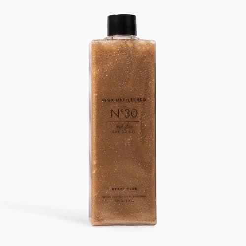 +Lux Unfiltered High Gloss N°30 Shimmer Body Oil mit SPF 30 – Bronzendes Körperöl mit Schimmer, Sonnenöl mit Lichtschutzfaktor, Breitband-Sonnenschutz SPF 30 – Jojoba- und Traubenkernöl – Oxybenzonfrei