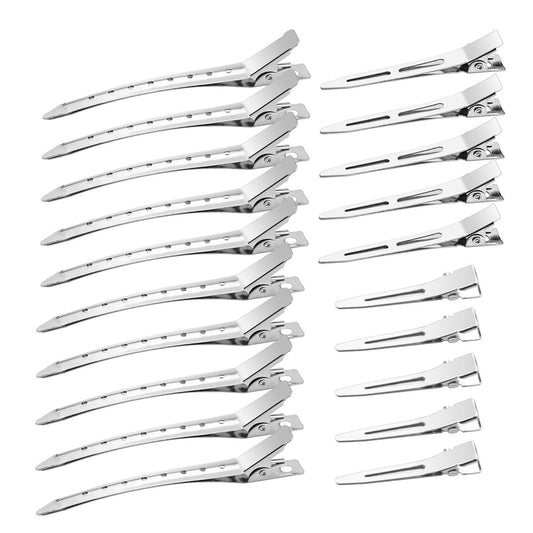 40 Stück Metall Entenschnabel-Haarklammern für Styling und Abteilen, Silber für Frauen langes Haar, Alligator-Lockwickelklammern für Friseursalons und DIY mit Aufbewahrungsbox