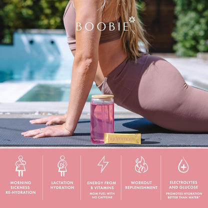 Boobie Hydromom Superfood Electrolyte Drink Mix, Wassermelone Yuzu – Erfrischender Energie- und Hydrations-Boost für Mamas | Essentiell für Schwangerschaft, Stillzeit & darüber hinaus, 10 Portionsbeutel