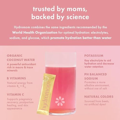 Boobie Hydromom Superfood Electrolyte Drink Mix, Wassermelone Yuzu – Erfrischender Energie- und Hydrations-Boost für Mamas | Essentiell für Schwangerschaft, Stillzeit & darüber hinaus, 10 Portionsbeutel