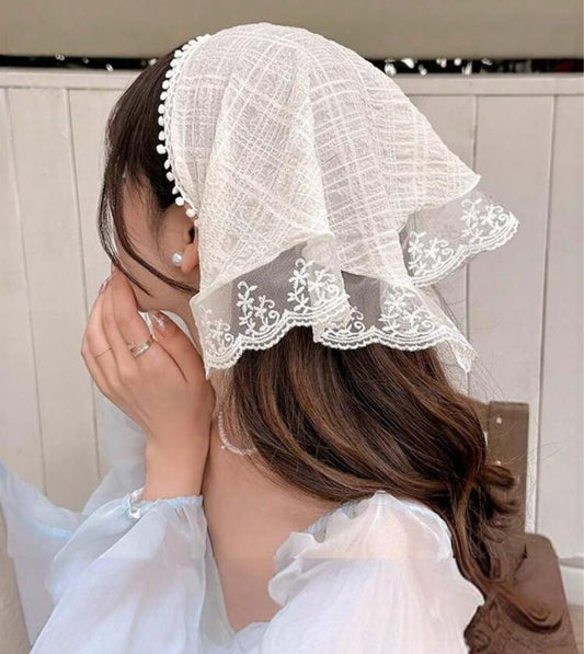 Huachi Weißes Bandana Haartuch Spitzenkopfband für Damen – Stylisches Accessoire für den Sommer