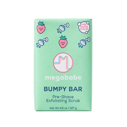 Megababe Bumpy Bar | Prä-Rasur Peeling Scrub | mit Sheabutter, Erdbeerextrakt & Ceramiden | 4,5 oz