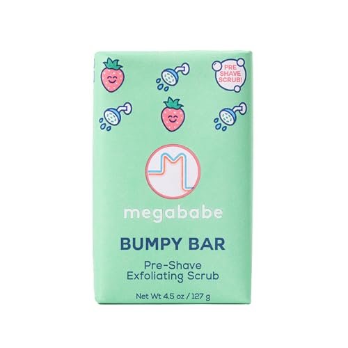 Megababe Bumpy Bar | Prä-Rasur Peeling Scrub | mit Sheabutter, Erdbeerextrakt & Ceramiden | 4,5 oz