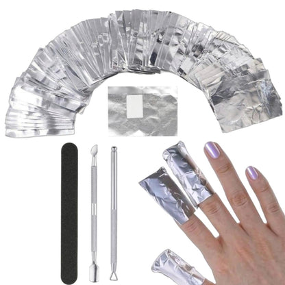 ASKELI 100 Stück Folien-Nagelwickel zum Entfernen von Gel-Nagellack, Alufolie für Nagellackentfernung mit Nagelhautwerkzeugen und Nagelfeile