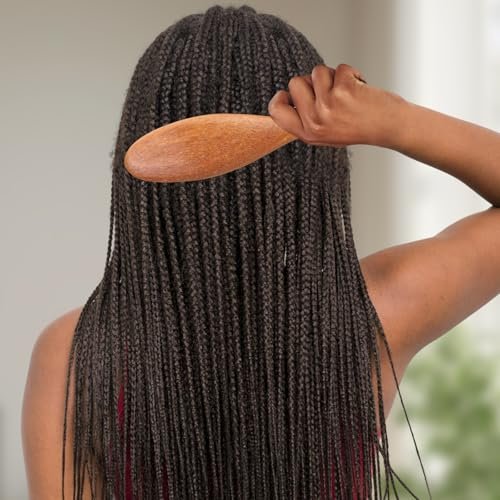 Dexspoeny 2er-Pack Loc-Kamm für Sisterlocks, Holz-Kopfhautmassagegerät für Dreadlocks, Sandelholz-Zahnkamm für Microlocs, natürliches Gua Sha-Kopfmassage-Werkzeug für Haarwachstum, Entspannung, Stress