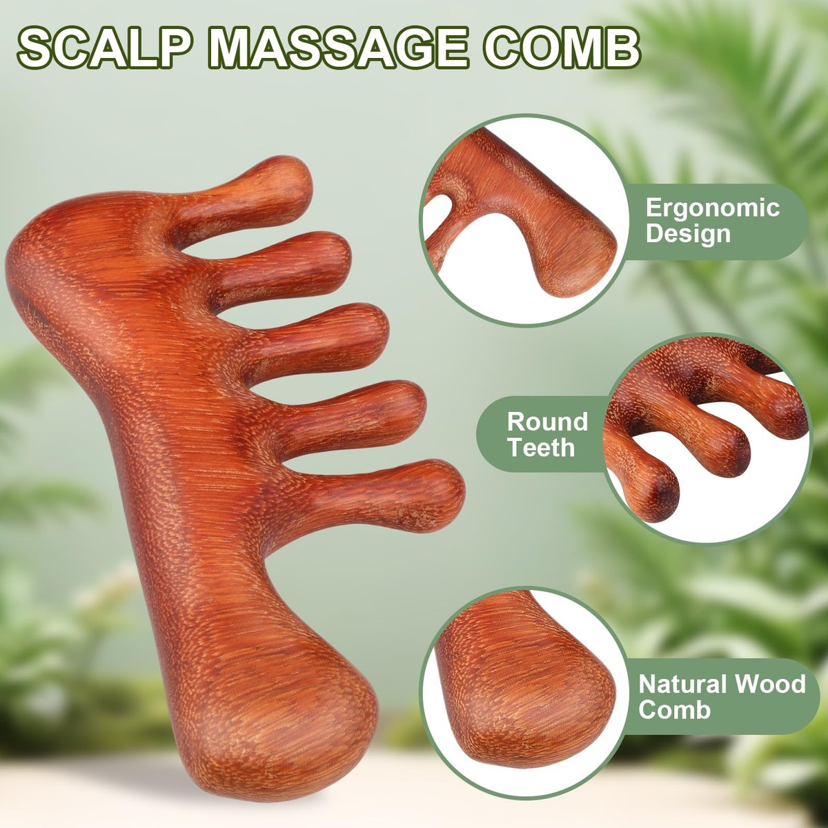 Dexspoeny 2er-Pack Loc-Kamm für Sisterlocks, Holz-Kopfhautmassagegerät für Dreadlocks, Sandelholz-Zahnkamm für Microlocs, natürliches Gua Sha-Kopfmassage-Werkzeug für Haarwachstum, Entspannung, Stress