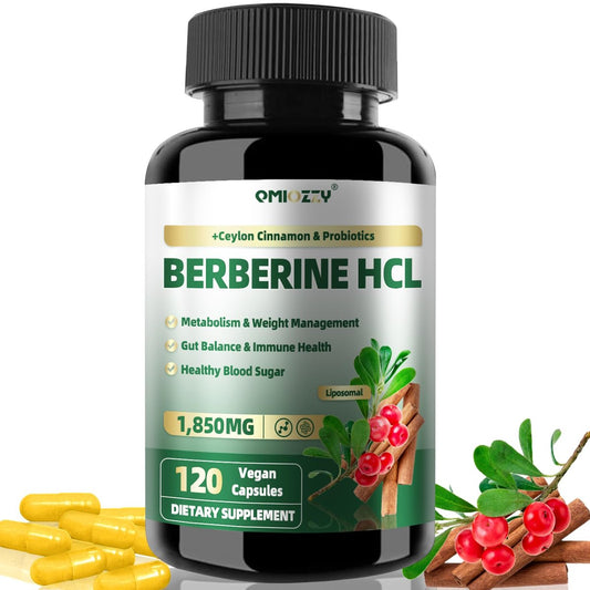 Berberin Supplement 1500mg, Liposomales Berberin mit Ceylon Zimt & Probiotika für Frauen und Männer, Himalaya Plus Extrakt, Unterstützt Darmgesundheit, Blutzuckerspiegel & Immunsystem, 60-Tage-Vorrat, 120 Kapseln