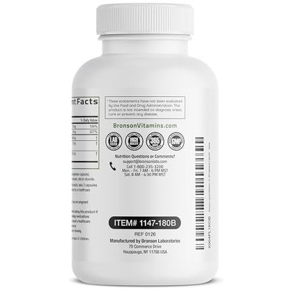 Bronson L-Lysin Abwehr-Immun-Komplex 1500 mg mit Olivenblatt, Knoblauch, Vitamin C und Zink - Non-GMO, 180 vegane Kapseln