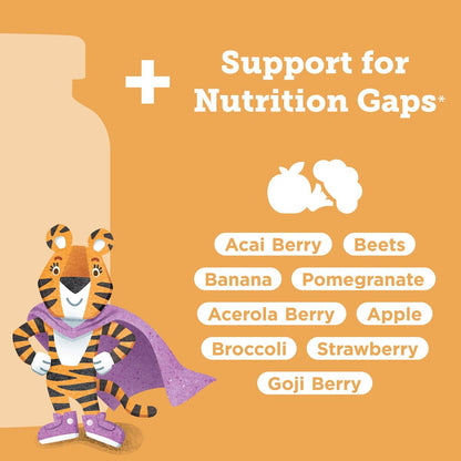 Hyland's Kids Multivitamin + Superfoods Boost, zuckerfreie Erdbeer-Gummibärchen mit Obst- und Gemüsemischung, 60 Stück
