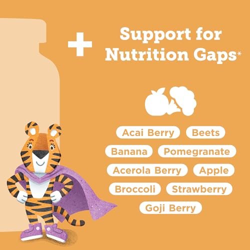 Hyland's Kids Multivitamin + Superfoods Boost, zuckerfreie Erdbeer-Gummibärchen mit Obst- und Gemüsemischung, 60 Stück