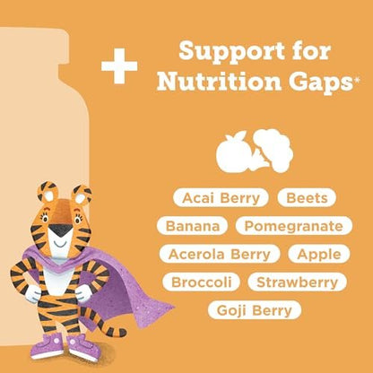 Hyland's Kids Multivitamin + Superfoods Boost, zuckerfreie Erdbeer-Gummibärchen mit Obst- und Gemüsemischung, 60 Stück