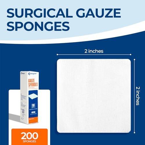 200er-Pack 2x2 Zoll Mullkompressen 8-lagig, 100% Baumwoll-Mullpads zur Wundversorgung, hoch saugfähige, krankenhausgeeignete Erste-Hilfe- und Chirurgieverbände