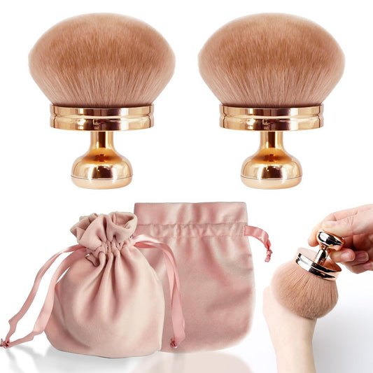 2er-Pack Großer Körper-Make-up-Pinsel für Selbstbräuner, 7,6 cm Breiter Bräunungs-Mischpinsel – Weiche Synthetikhaare für Puder, Foundation, Rouge, Bronzer (mit Aufbewahrungstasche)