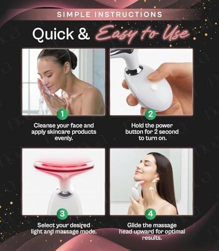 LuxeSkin 7-Farben-LED-Rotlicht-Therapie-Gesichtsmassagegerät für Gesicht und Hals, elektrisches Hautpflegegerät mit Vibration, Wärmemodus und Reisetasche