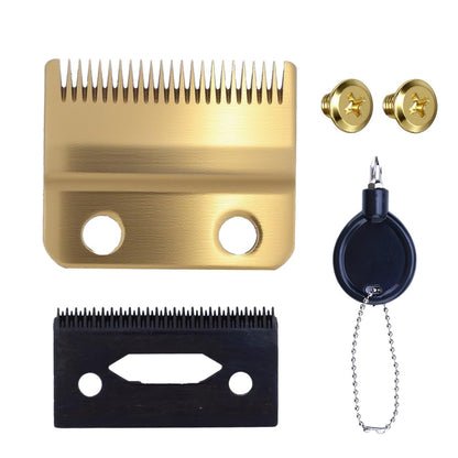 Professionelles 2-Loch Stagger Tooth Ersatzklingen-Set Gold, Kompatibel mit Wahl 5 Star Cordless Magic Clip Haarschneider