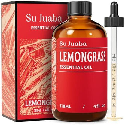 SU JUABA Zitronengras ätherisches Öl 118 ml – 100% rein natürlich für Diffuser, Hautpflege, Kerzenherstellung