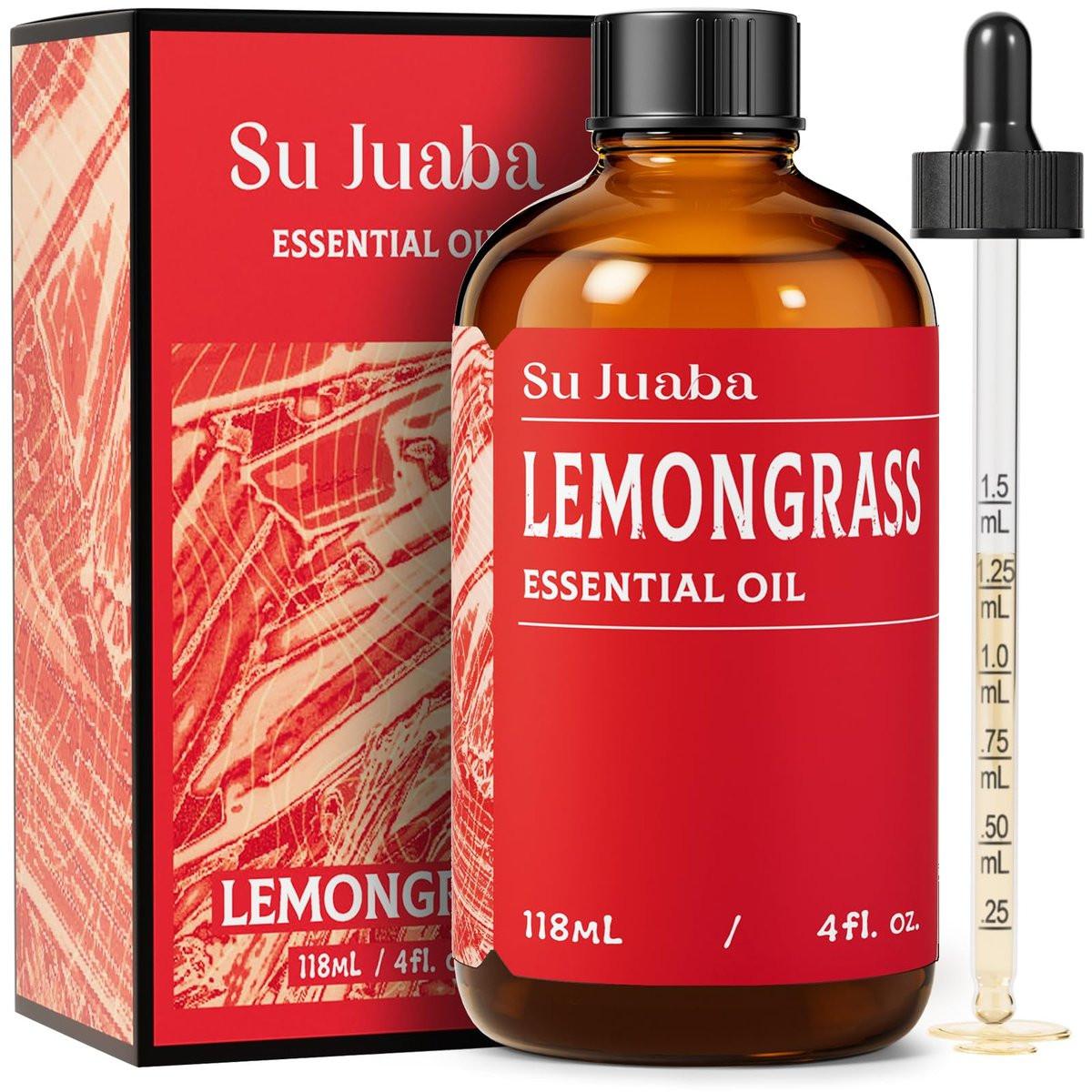 SU JUABA Zitronengras ätherisches Öl 118 ml – 100% rein natürlich für Diffuser, Hautpflege, Kerzenherstellung