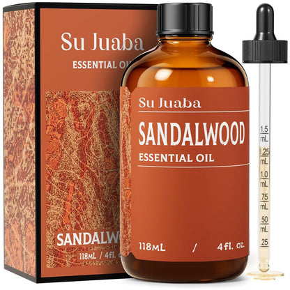 SU JUABA Sandelholzöl 118 ml – 100% natürliches Aromatherapieöl für Diffuser, Haut- und Haarpflege, DIY-Duft und Entspannung