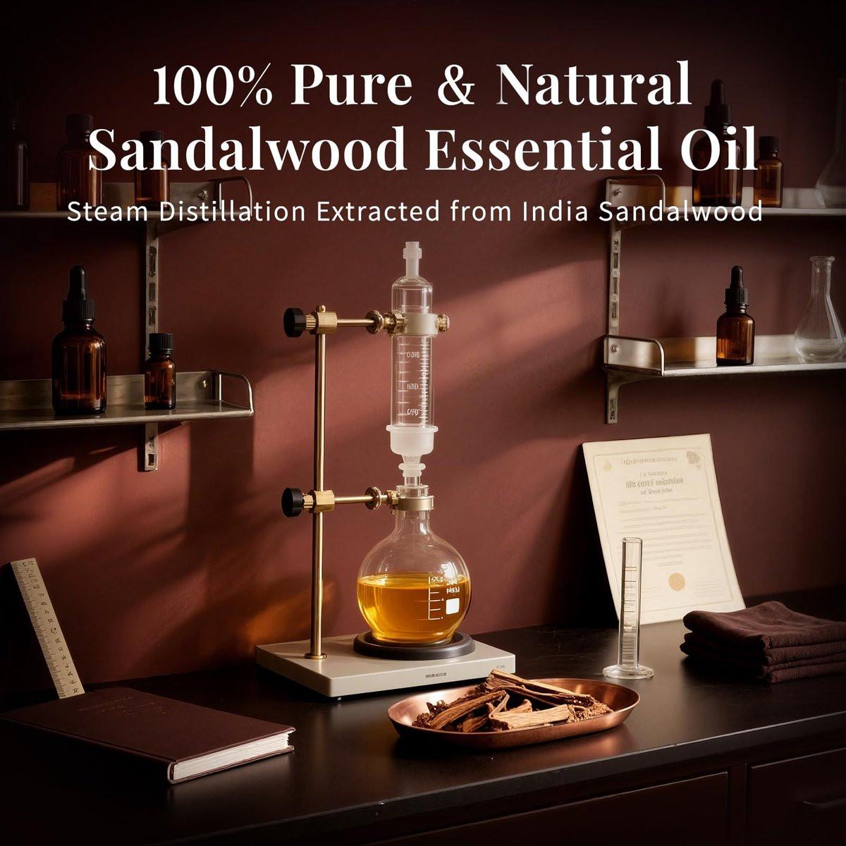 SU JUABA Sandelholzöl 118 ml – 100% natürliches Aromatherapieöl für Diffuser, Haut- und Haarpflege, DIY-Duft und Entspannung