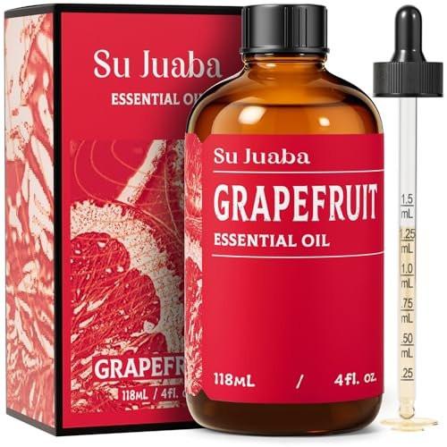 SU JUABA Grapefruit Essential Oil 4 Fl Oz, 100% Pure Natural für Massage, Diffuser, Aromatherapie, Haar- & Hautpflege – 118 ml