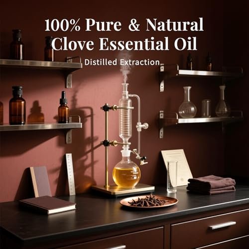 SU JUABA Nelkenöl 4 Unzen, 100% reines & natürliches Aromatherapieöl für Mundpflege, Zähne & Zahnfleisch, Diffuser, Haut, Haare - 118 ml